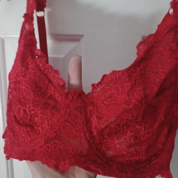 Body Form Red Lace Valentine's Day Underwire Bra Sz 40D - Picture 2 of 4